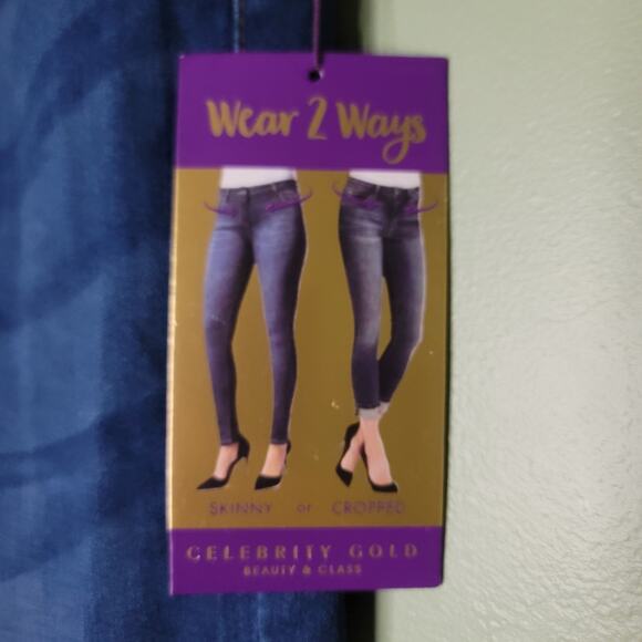 Celebrity Gold Skinny Jeans 16 Ankle Crop Mid Rise‎ Medium Wash Stretch Denim - Picture 4 of 9